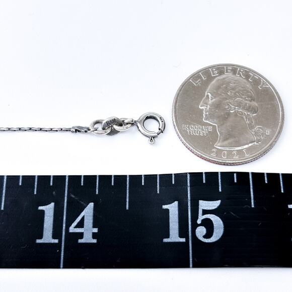 Vintage MAN Sterling Silver 925 0.9mm Chain Necklace w/ Enamel Duck Charm 15” - Picture 2 of 4